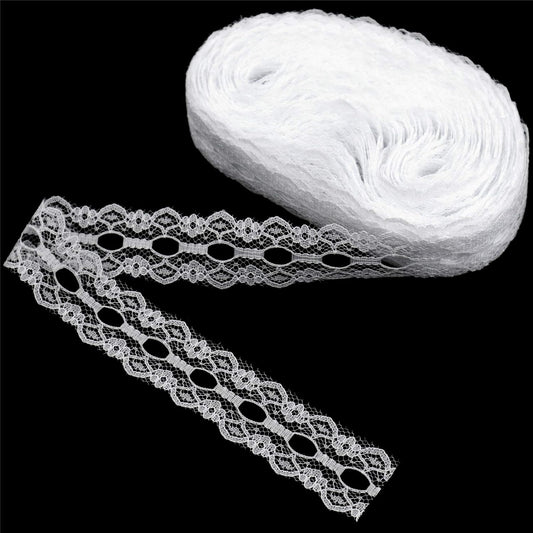 Lace Trim Ribbon White Sewing Lace Ribbon for Crafts Bridal Wedding Decorations, Bouquet and Gift Packaging (1.2Inch, 22 Yards)