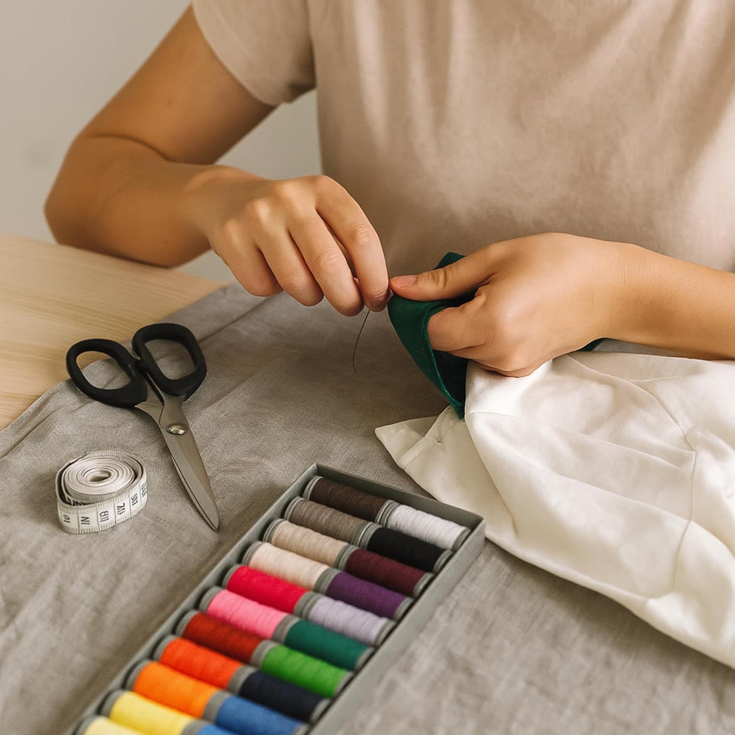 Colorful Serger Sewing Thread - 24 Cones Threads of 500 Yards Each Spool | Sewing Clips Quilting Materials Sewing Machines for Beginners and Heavy-Duty Sewing Machine Threads (24 Color)