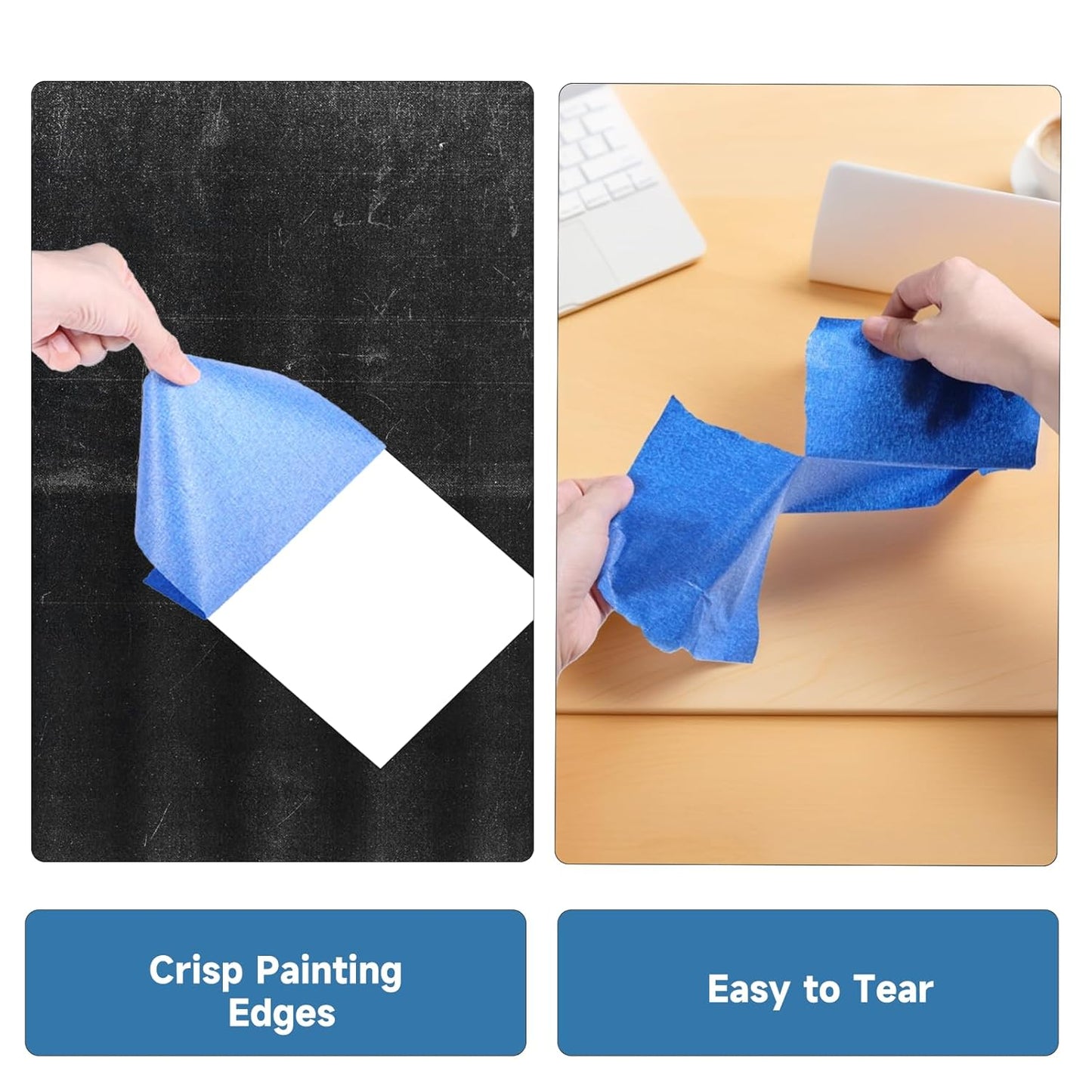 Wide Blue Painters Tape, 9 Inch x 55 Yards, Wide Masking Tape for 3D Printing, Laser Cutting, Painting, Crafting, Labeling, Packing, Office, School, Home Use, Removes Cleanly for 21 Days