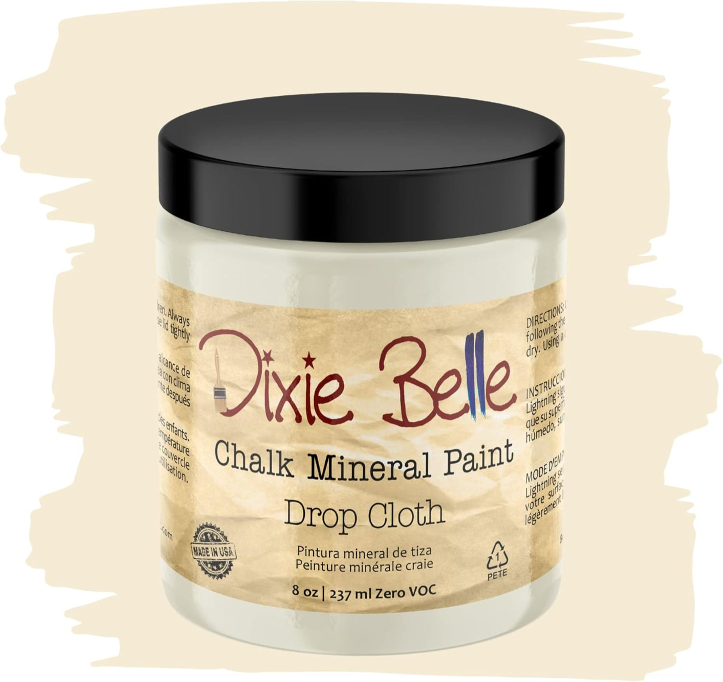 Dixie Belle Paint Company Chalk Finish Furniture Paint - Drop Cloth (8oz) - Matte Linen White Chic Chalk Mineral DIY Furniture Paint