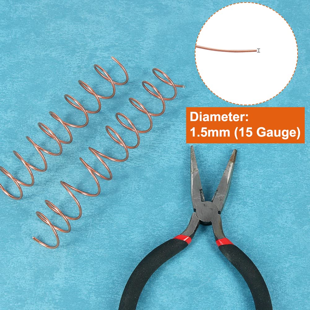 Tenn Well 15 Gauge Aluminum Wire, 164 Feet 1.5mm Bendable Metal Craft Wire for Jewelry Making, Beading, Sculpting and Bonsai Training (Copper)