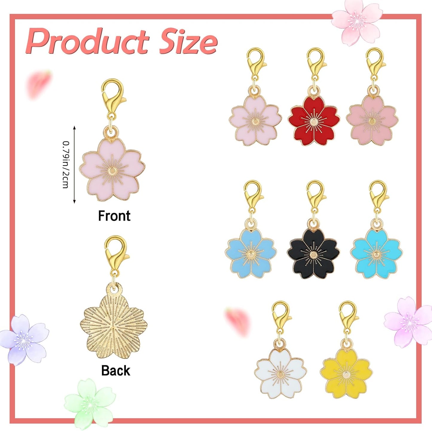 BEEFLYING 16Pcs Flower Stitch Marker Charms for Crocheting and Knitting, Alloy Enemal Crochet Knit Stitch Marker Pendant with Lobster Clasp for Sewing Quilting Handmade Jewelry