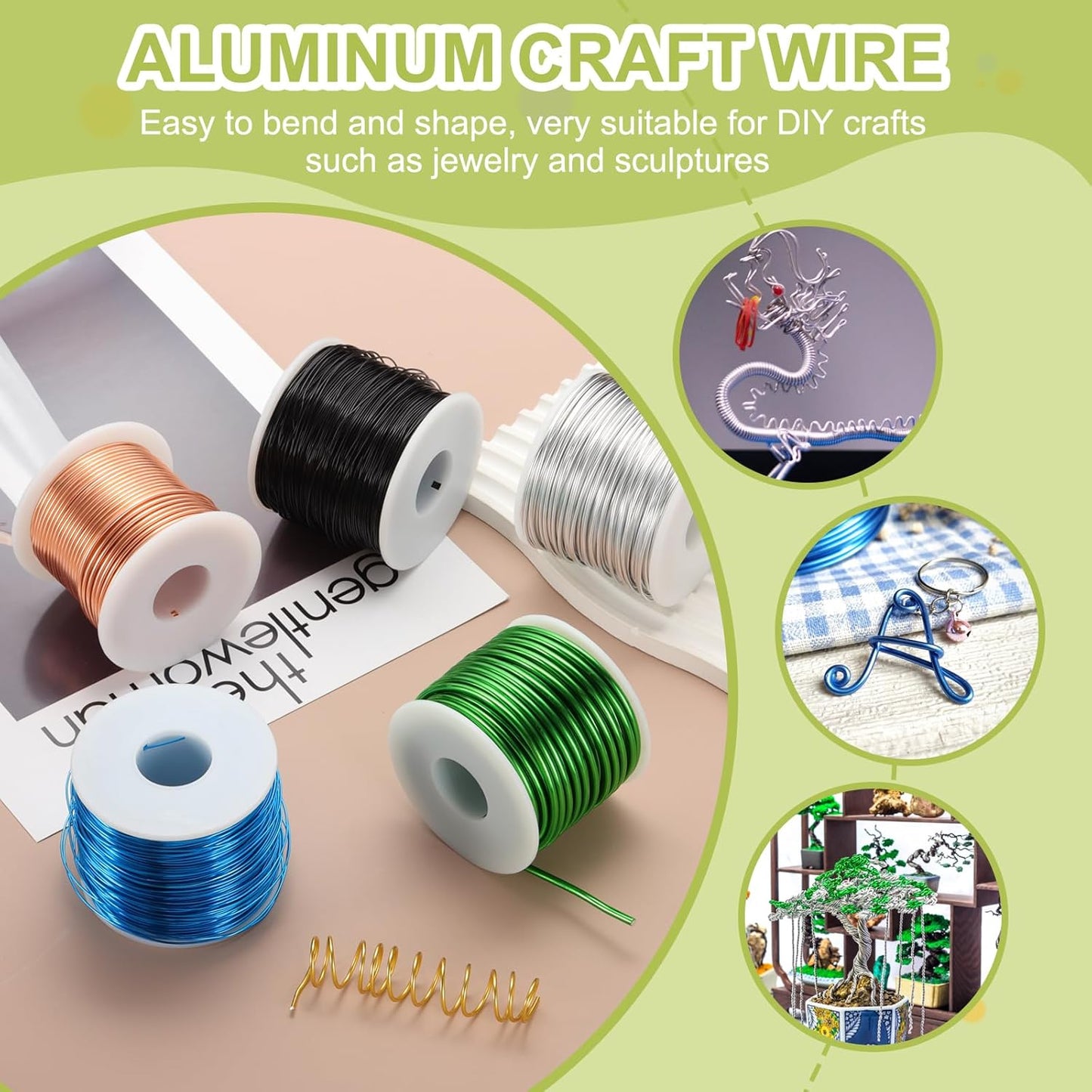 MECCANIXITY 9 Gauge Anodized Aluminum Craft Wire Bendable Bonsai Training Wire 56 Feet 3mm for Sculpting Crafts Wreath Floral Beading Jewelry Making, Copper Tone