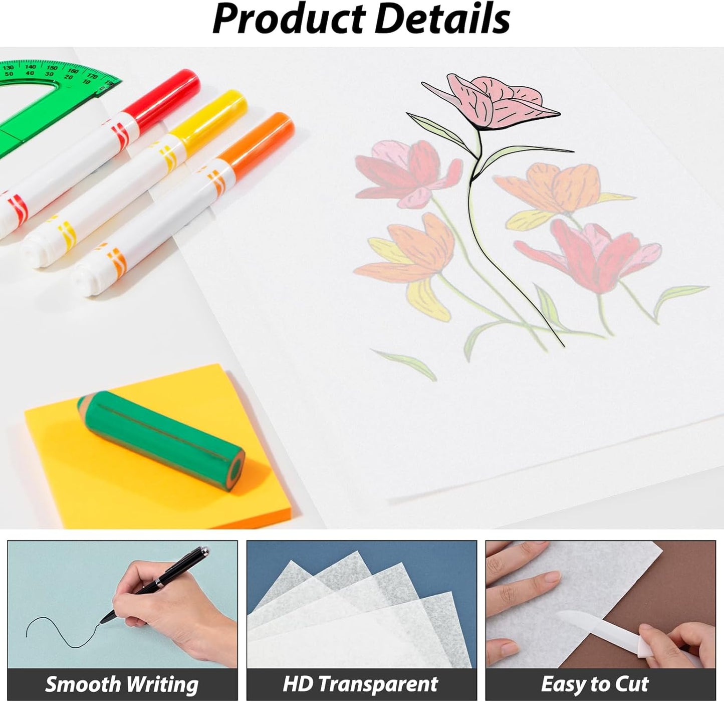 Tracing Paper Roll 12 Inches x 30 Yards, Trace Paper White ‌Translucent‌ Pattern Paper Tracing Paper for Drawing, Sewing, Sketch