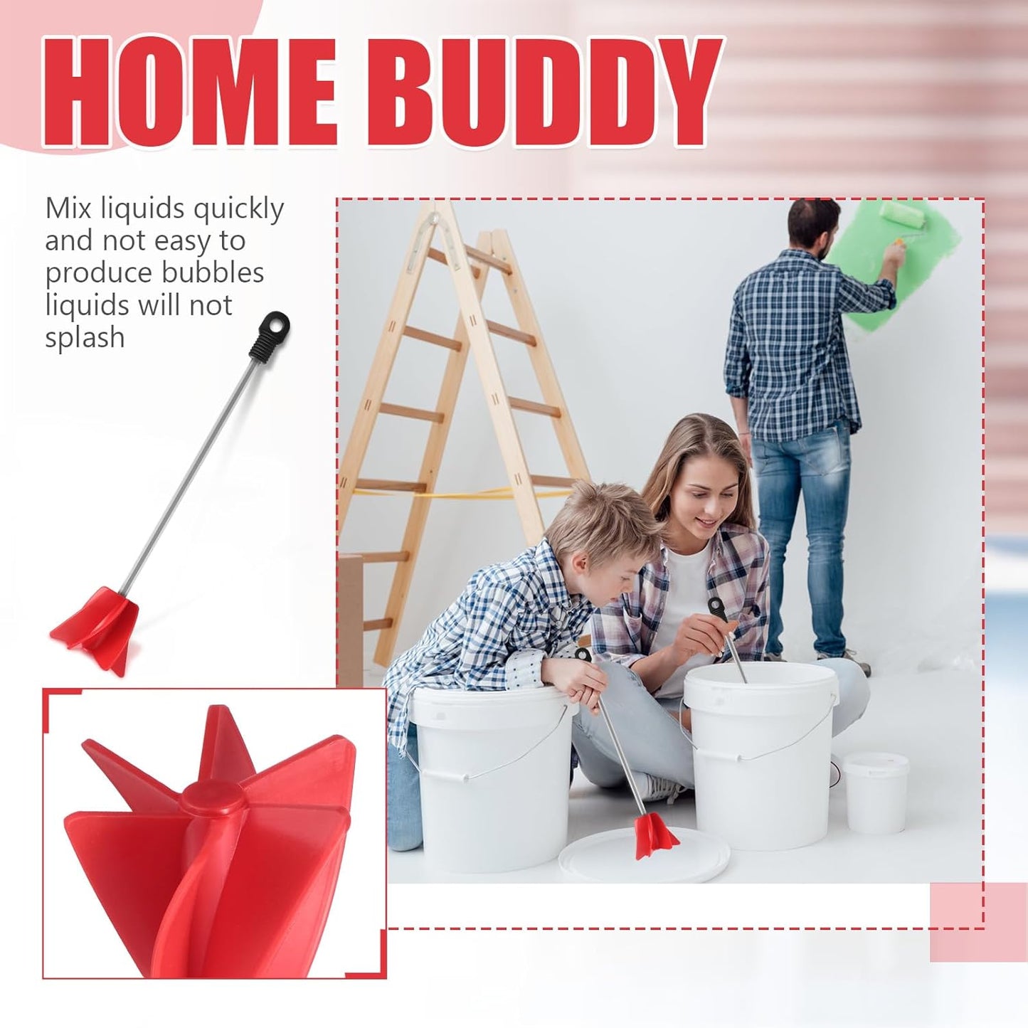 Loosh 8 Pcs 11 Inch Paint Stirrer for Drill, Paint Mixer Attachment, Helix Epoxy Mixer for Concrete Resin Silicone Stirrer Paddle Works with Most Drills