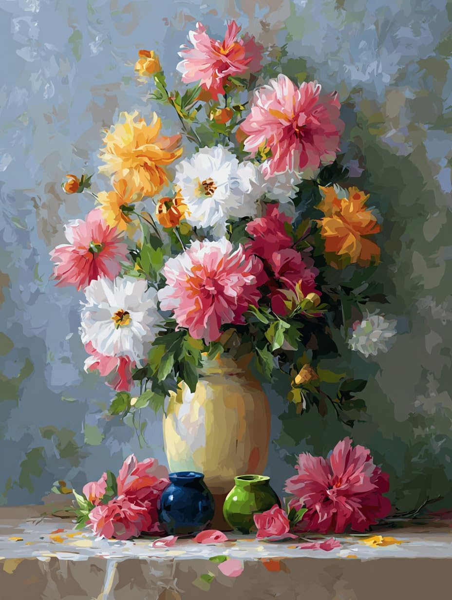 Moohue 14 ct Counted Cross Stitch Kits for Adults Flowers Cross Stitch Patterns Stamped Printed Cross Stitch Kits (Flowers 7)