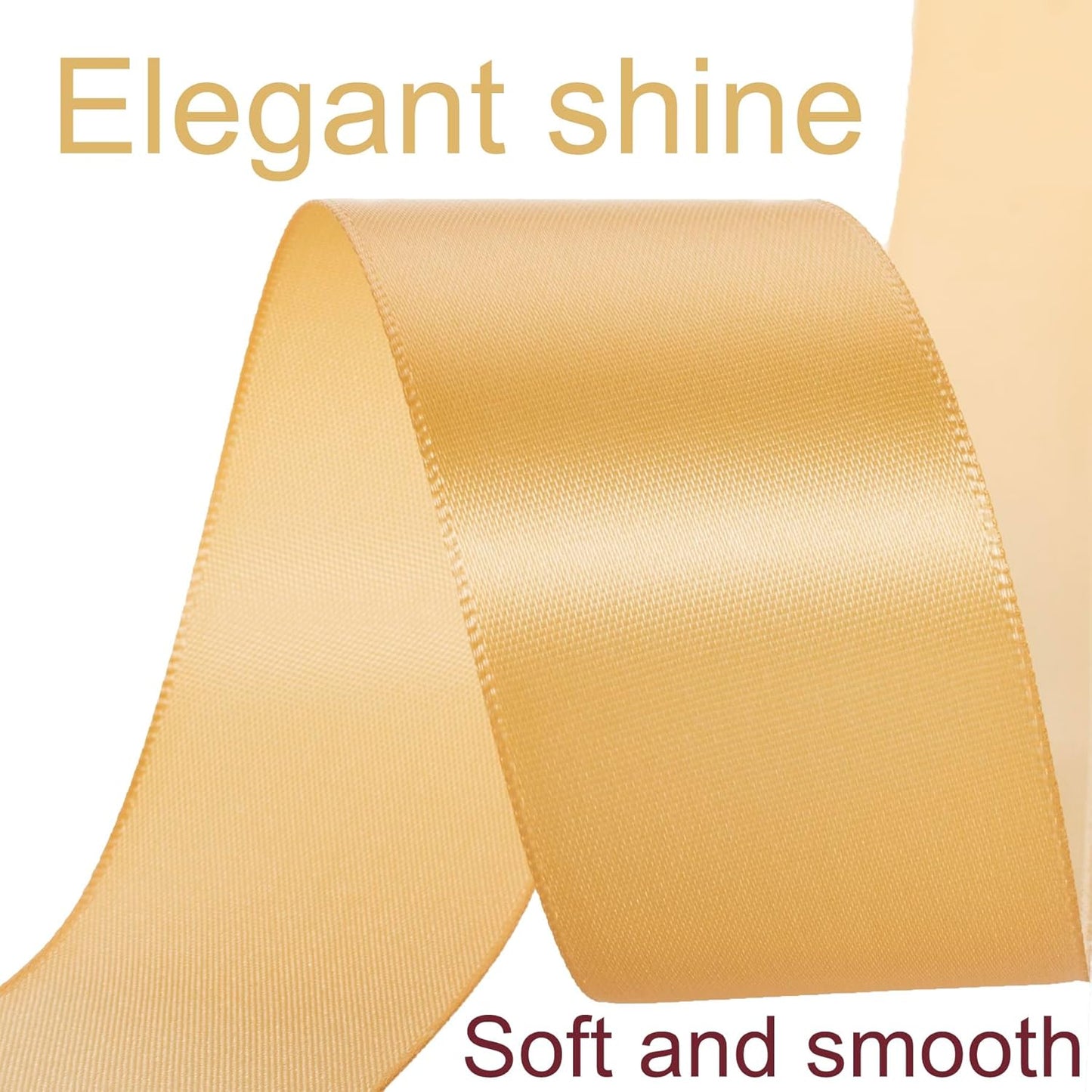 1-1/2 Inch Gold Ribbon, 50 Yards Craft Polyester Satin Ribbon Perfect for Gift Wrapping, Handmade Roses, Wedding Party Decorations and DIY Crafts