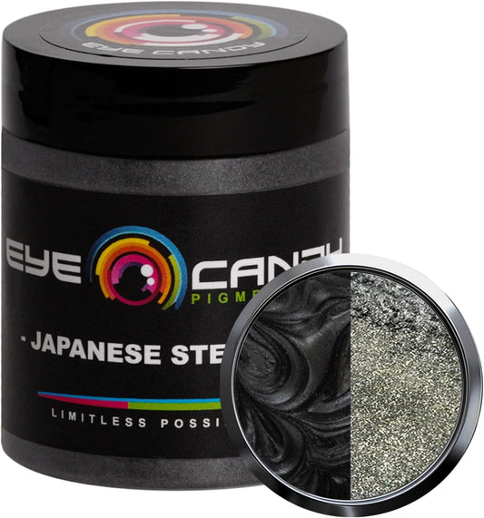 Eye Candy Pigments Premium Grey Mica Powder - Japanese Steel Grey (25gr) - for Epoxy, Resin, Soap, Paint, Woodworking, Acrylic Pouring, Bath Bombs, Fishing Lures - DIY Arts and Crafts Additive