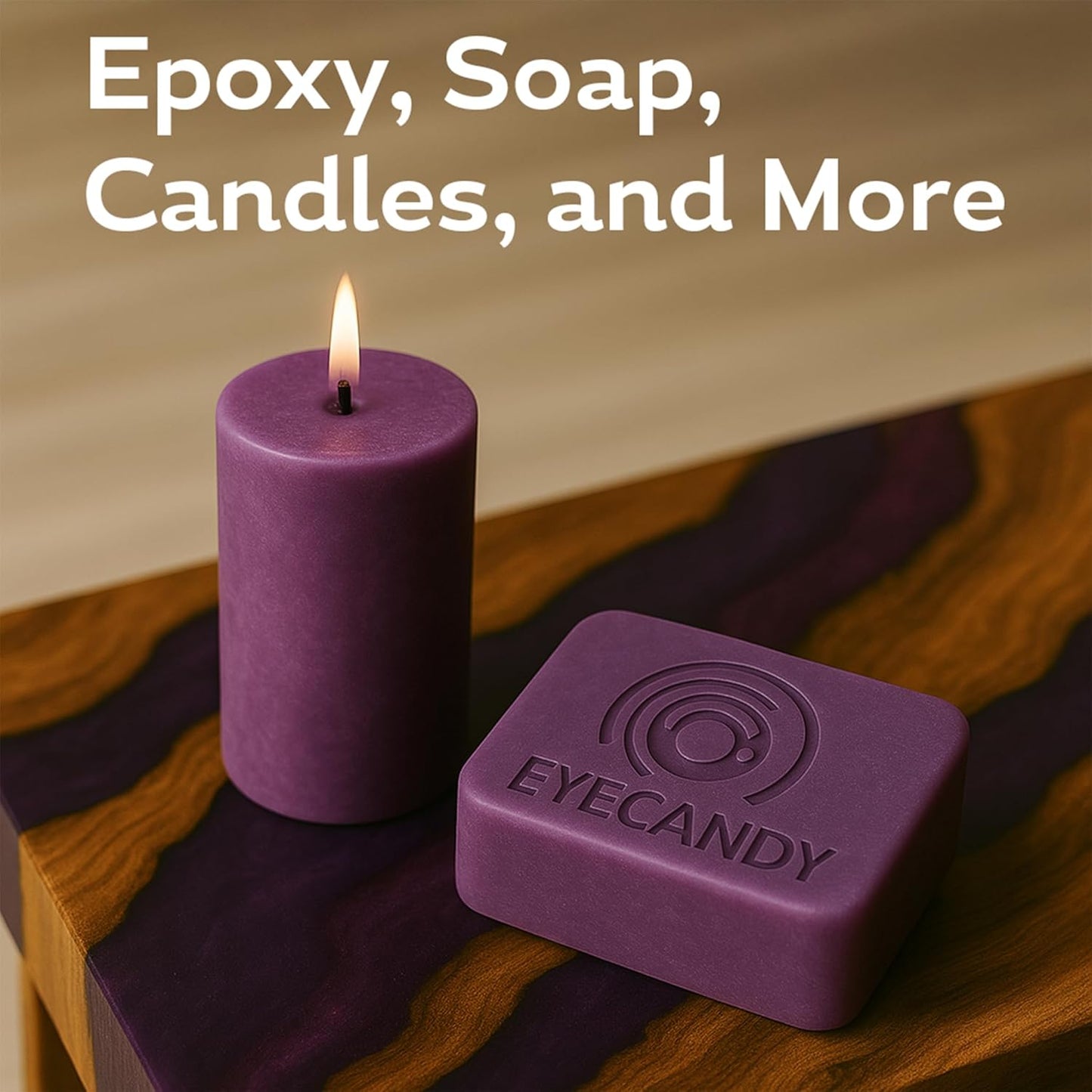 Eye Candy Pigments Premium Purple Mica Powder - Barney Purple (50gr) - for Epoxy, Resin, Soap, Paint, Woodworking, Acrylic Pouring, Bath Bombs, Fishing Lures - DIY Arts and Crafts Additive