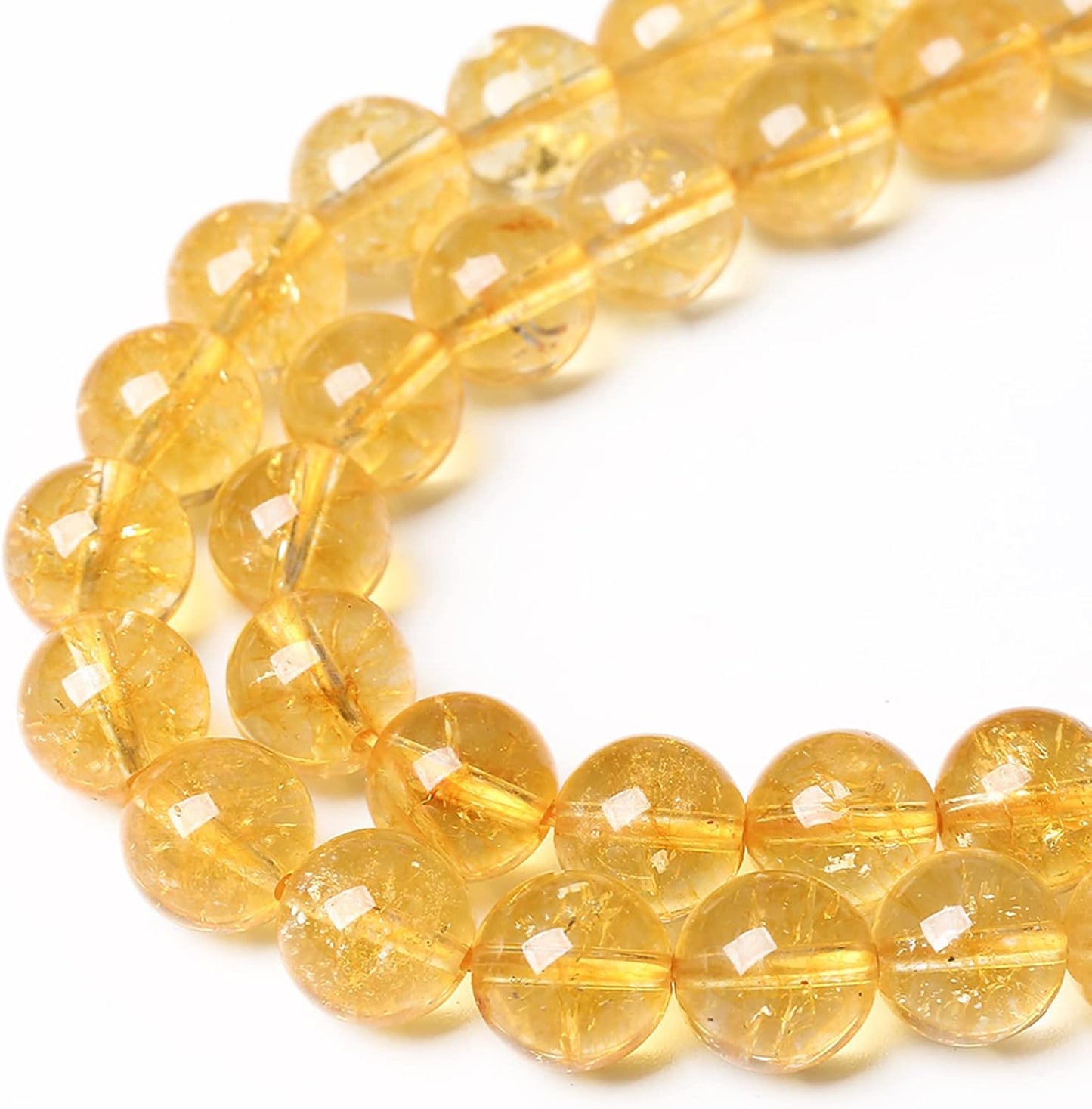 90Pcs 8mm Natural Citrine Beads for Jewelry Making Yellow Crystal Quartz Round Loose Beads DIY Bracelet Necklace Earrings 32" 2 Strands