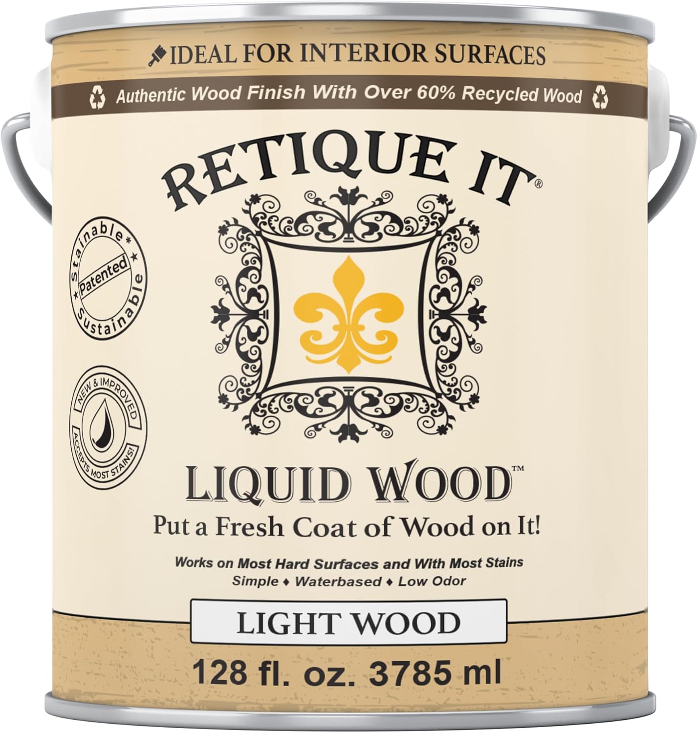Retique It New and Improved Formula Liquid Wood Coatings - Stainable Primer - Paint It then Stain it (Light Wood, X-Large)