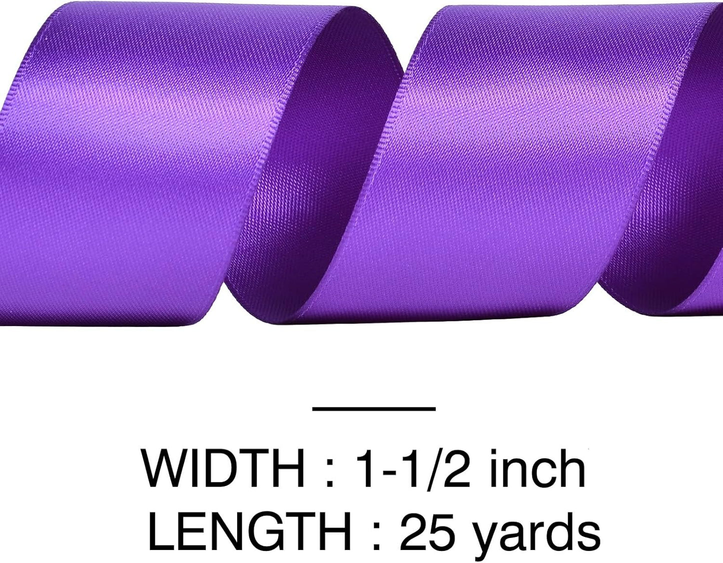 YAMA Purple Double Faced Satin Ribbon, 1 1/2 Inch 25 Yards, Great for Crafts Bows Flower Bouquet Wedding Home Decor Gift Wrapping