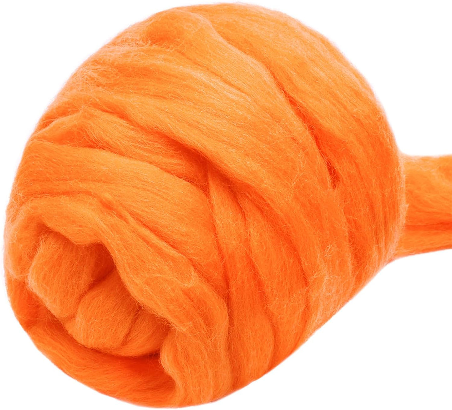 3.53oz Wool Roving Yarn, Wool Felting Supplies, Pure Wools, Chunky Yarn, Spinning Wool Roving for Needle Felting Wet Felting DIY Hand Spinning (Orange)