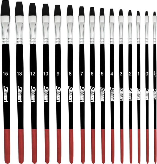 Flat Paint Brushes,15 PCS Different Sizes Flat Paint Brush Set for Watercolor Acrylic Gouache Oil Ink and Face Body Painting,Professional Art Paintbrush for Artists and Beginners