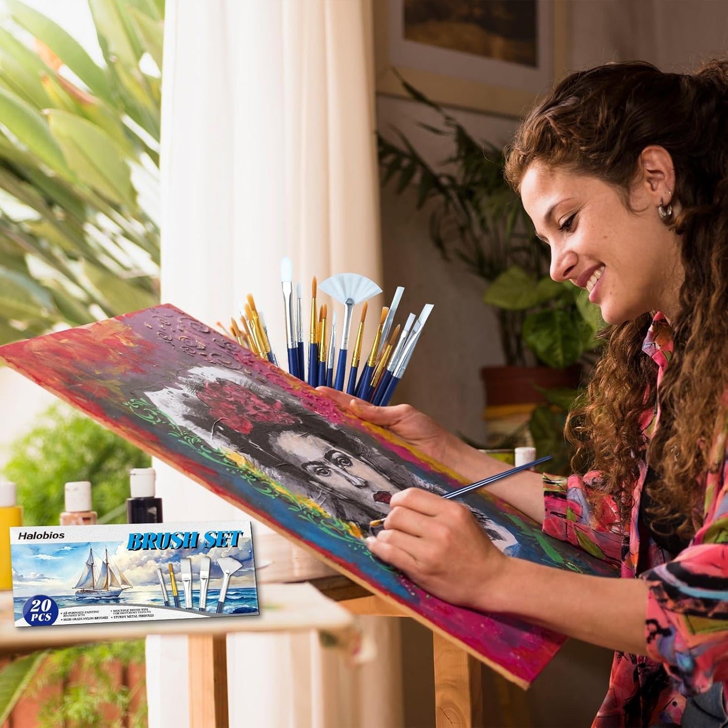 Paint Brushes Set, 20 Sizes Different Kids Painting Brushes Acrylic Paint Brush Set, Paint Brushes Bulk for Nail, Face Art, Craft, Rock Painting and School Project