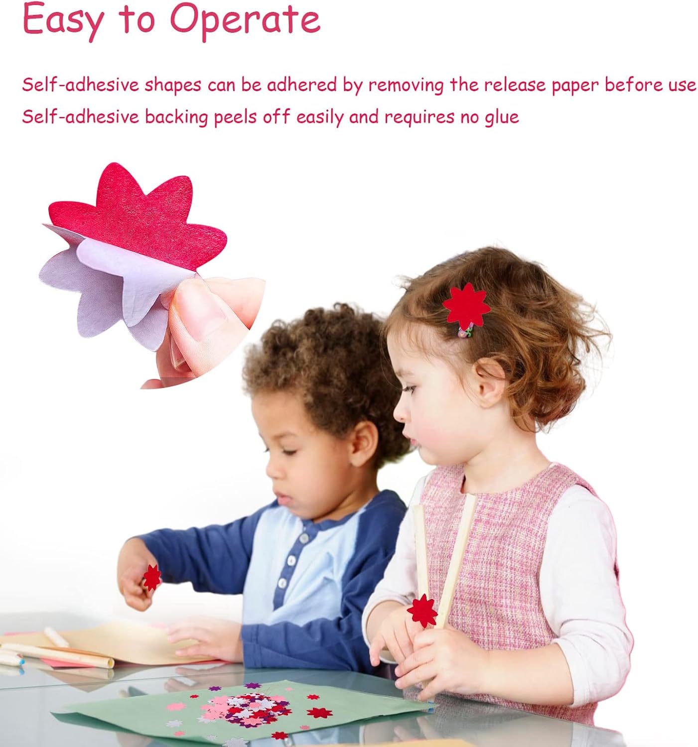 Flower Stickers, Felt Stickers for Kids, Felt Flowers for Crafts, Craft Supplies for Scrapbooking 120pcs 1" to 3" Size