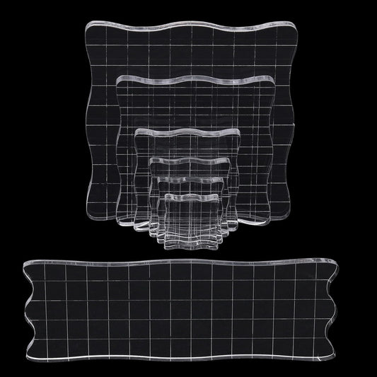 4Pcs Clear Acrylic Stamp Blocks Set, Acrylic Stamping Blocks Tools Clear Stamps with Grid Lines for Photography Props Scrapbooking Crafts Card Making