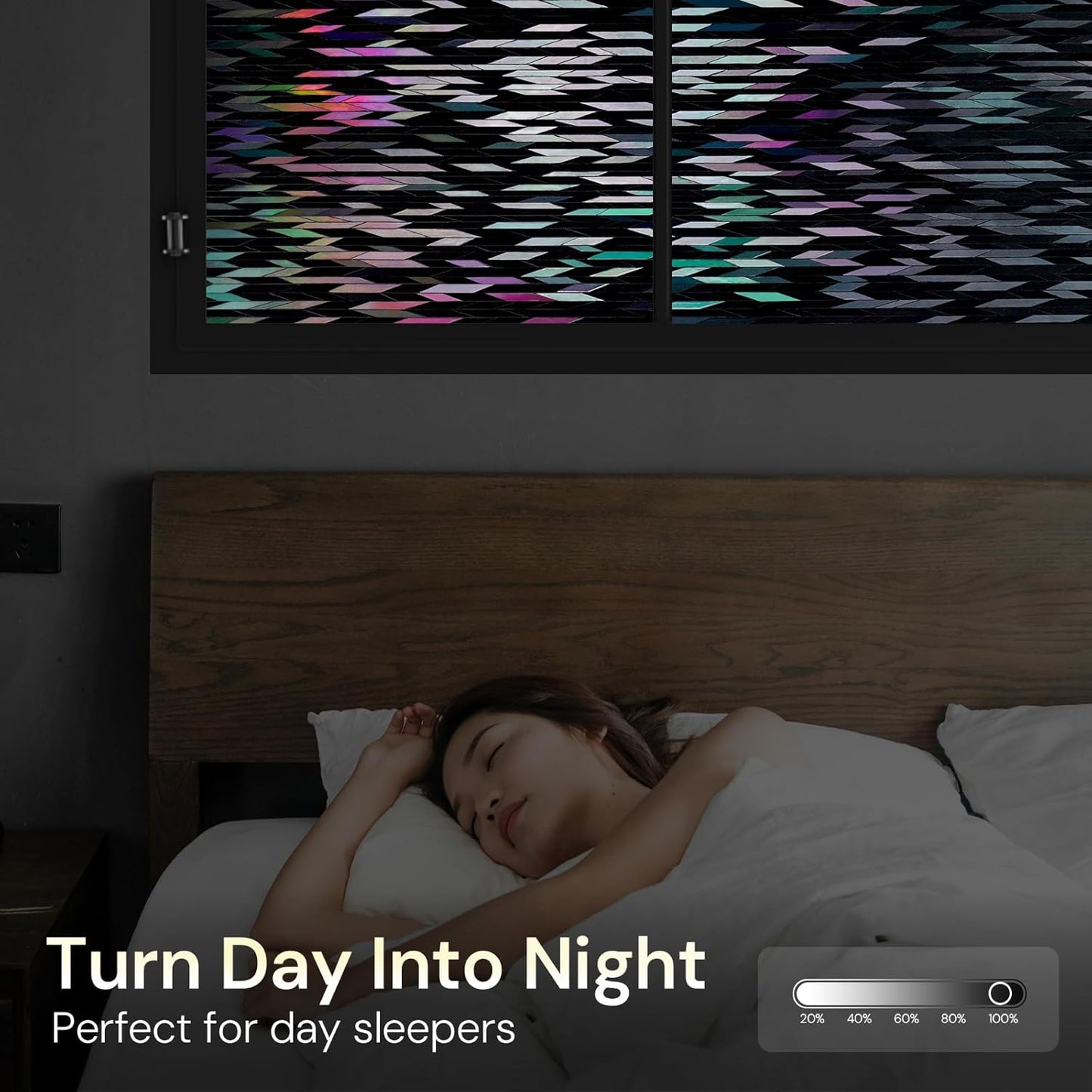 rabbitgoo Window Privacy Film, Total Blackout Window Film, Stained Glass Heat Control Glass Thermal Sticker, Room Darkening Door Cover, Anti-UV Privacy Cling with Installation Tools, 17.5" x 78.7"