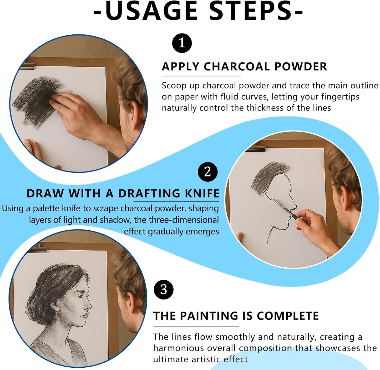 Charcoal Powder for Drawing - Fine Art Charcoal's for Sketching, Shading & Blending - Professional Charcoal Art Supplies for Artists (8 Ounces)