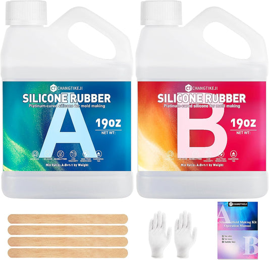 CHANGTIKEJI Silicone Mold Making Kit, 38.8oz 10A Elastic Liquid Silica Gel for Casting Resin molds and Candle & Soap Mold,Fast Cure Translucent Platinum Silicone Rubber