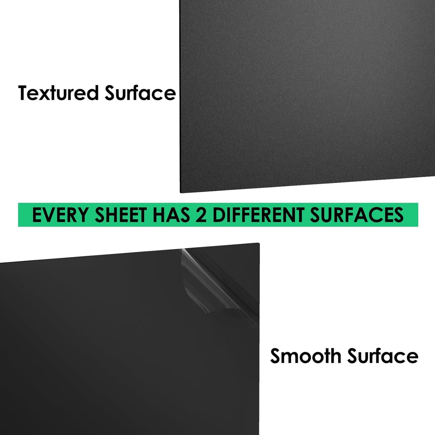 ABS Plastic Sheet 1/16" x 16" x 12", 2 Pack Black Rigid Thermoplastic Board for Crafts, DIY Projects, Dual-Surface (Textured & Smooth)