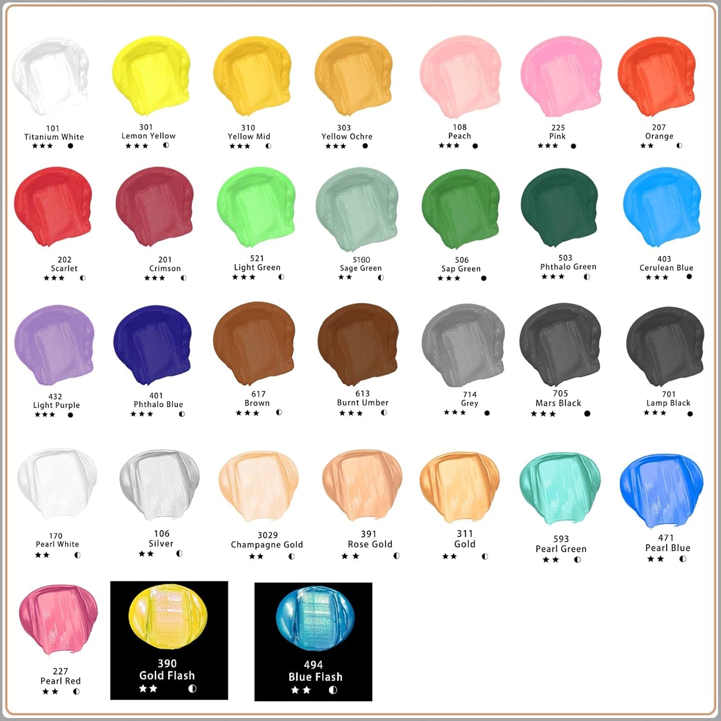 Artecho Grey Acrylic Paint, Grey Paint (120ml / 4.05oz) Tubes, Art Craft Paints for Canvas, Rock, Stone, Wood, Fabric, Art Supplies