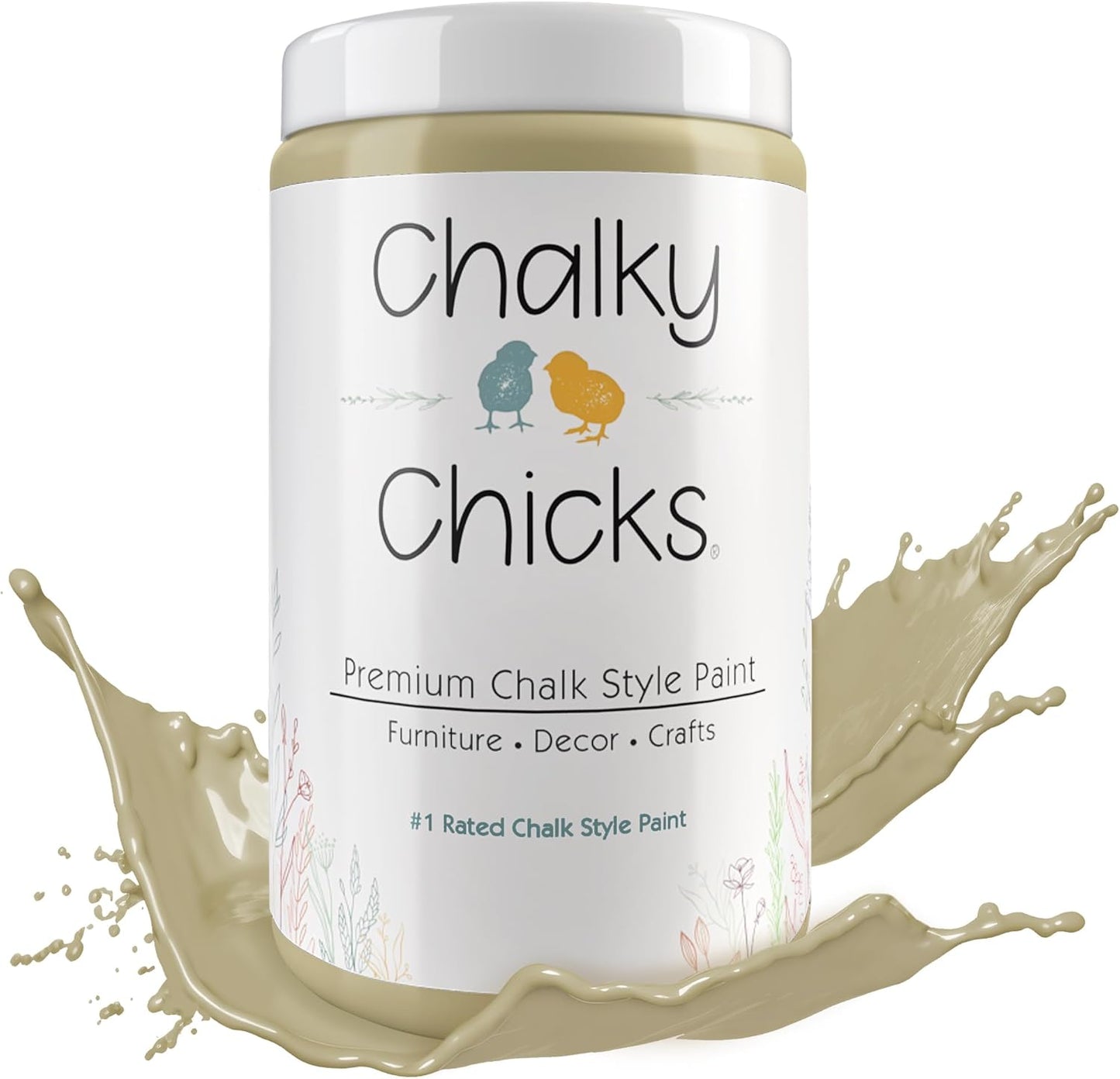 Chalky Chicks All-in-One Chalk Paint for Furniture or Cabinet - 32 Fl Oz - Matte Finish Olive Wood (Taupe) for Metal, Wood Furniture Paint - No Sanding All-in-One for Home Decor & Crafts, USA Made
