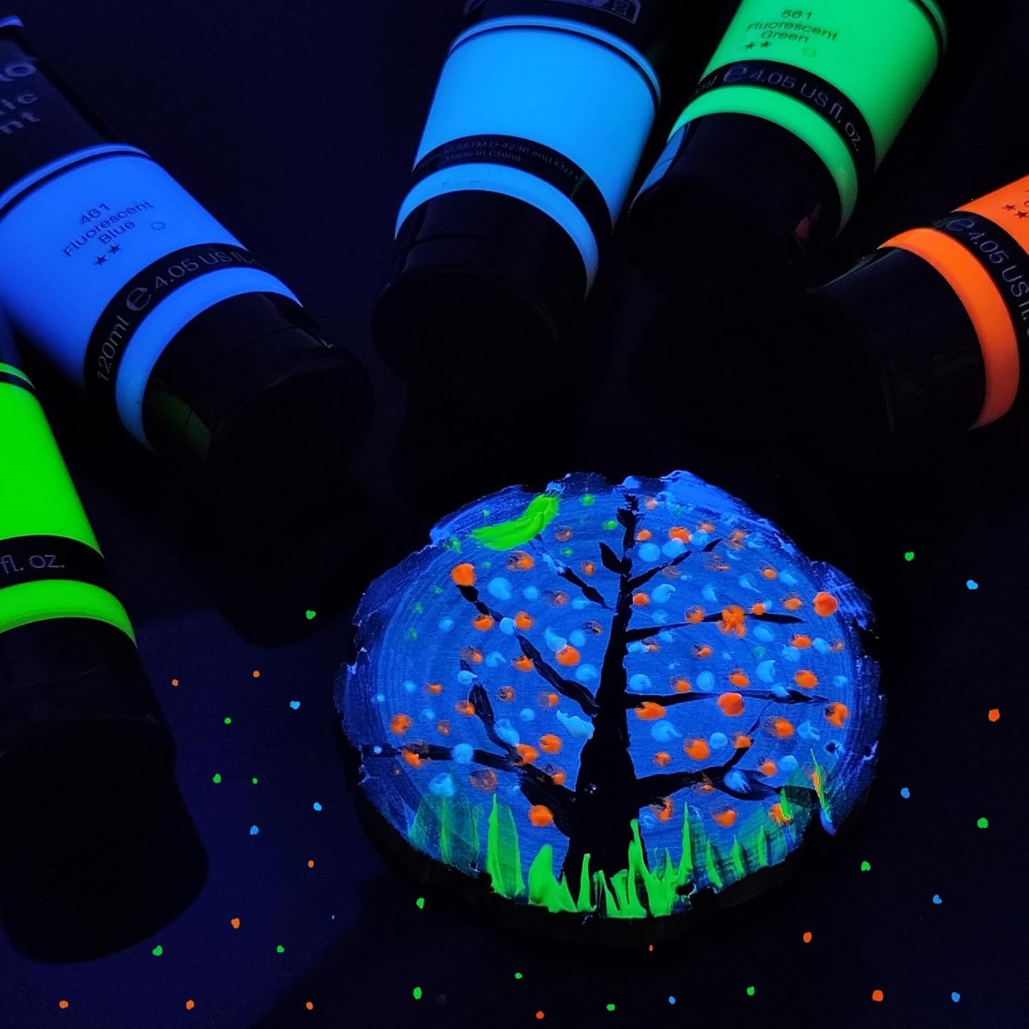 Artecho Glow in the Dark Paint, Neon Blue Paint (120ml / 4.05oz) Tubes, Art Craft Paints for Canvas, Rock, Stone, Wood, Fabric, Art Supplies