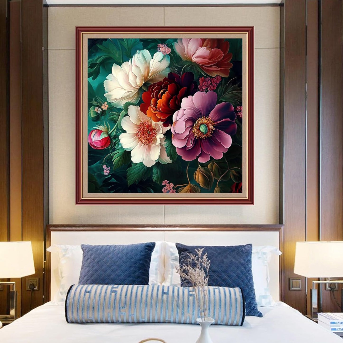 DMCXART Counted Cross Stitch Kits for Adults Needlepoint Kits Unprinted Cross Stitching Embroidery Kit 11CT Cross Stitch Supplies-Colorful Flowers 18x18 inch