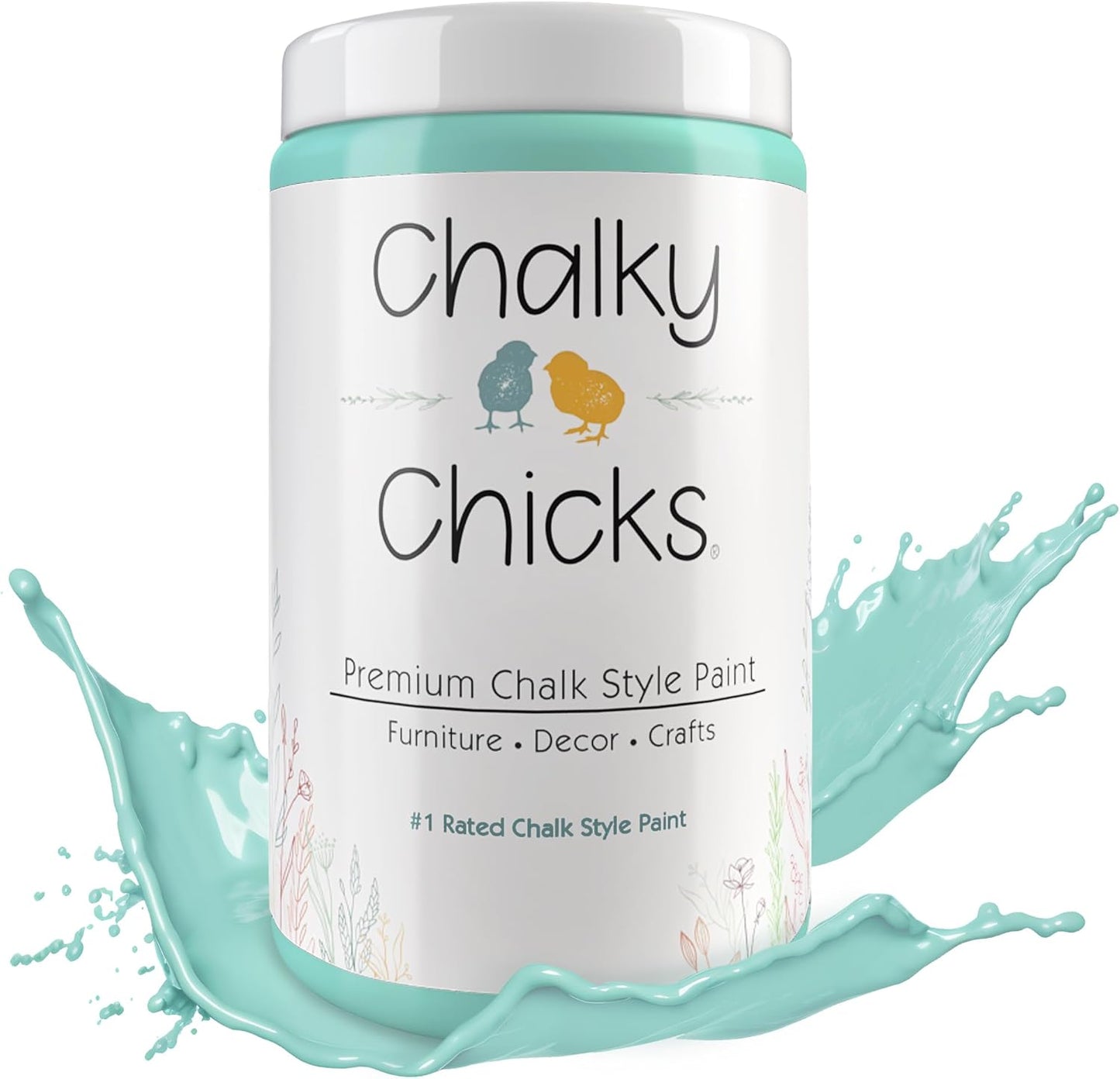 Chalky Chicks All-in-One Chalk Paint for Furniture or Cabinet - 32 Fl Oz - Matte Finish Riptide (Green Blue) for Metal, Wood Furniture Paint - No Sanding All-in-One for Home Decor & Crafts, USA Made