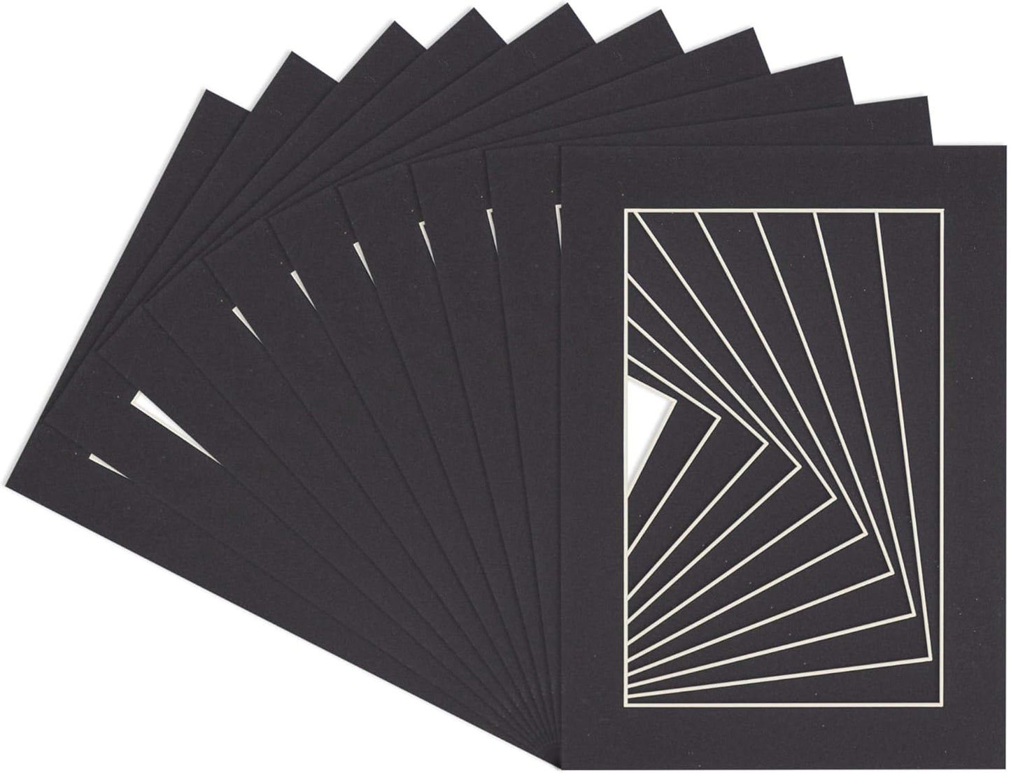 5.5x8.5 Mat for 8.5x11 Frame - Precut Mat Board Acid-Free Show Kit with Backing Board, and Clear Bags Black 5.5x8.5 Photo Matte Made to Fit a 8.5x11 Picture Frame Matboard for Framing, Pack of 10 Mats