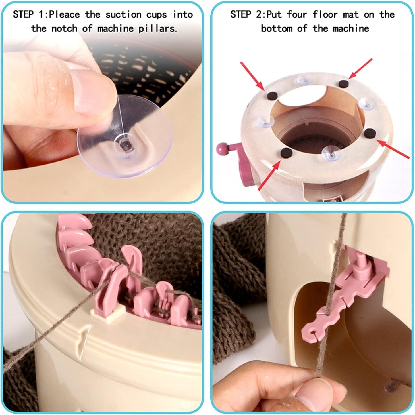 SENTRO Knitting Machines, 32 Needles Knitting Loom Smart Knitting Board Rotating Double Weaving Machine Kit for Kids and Adults Pink