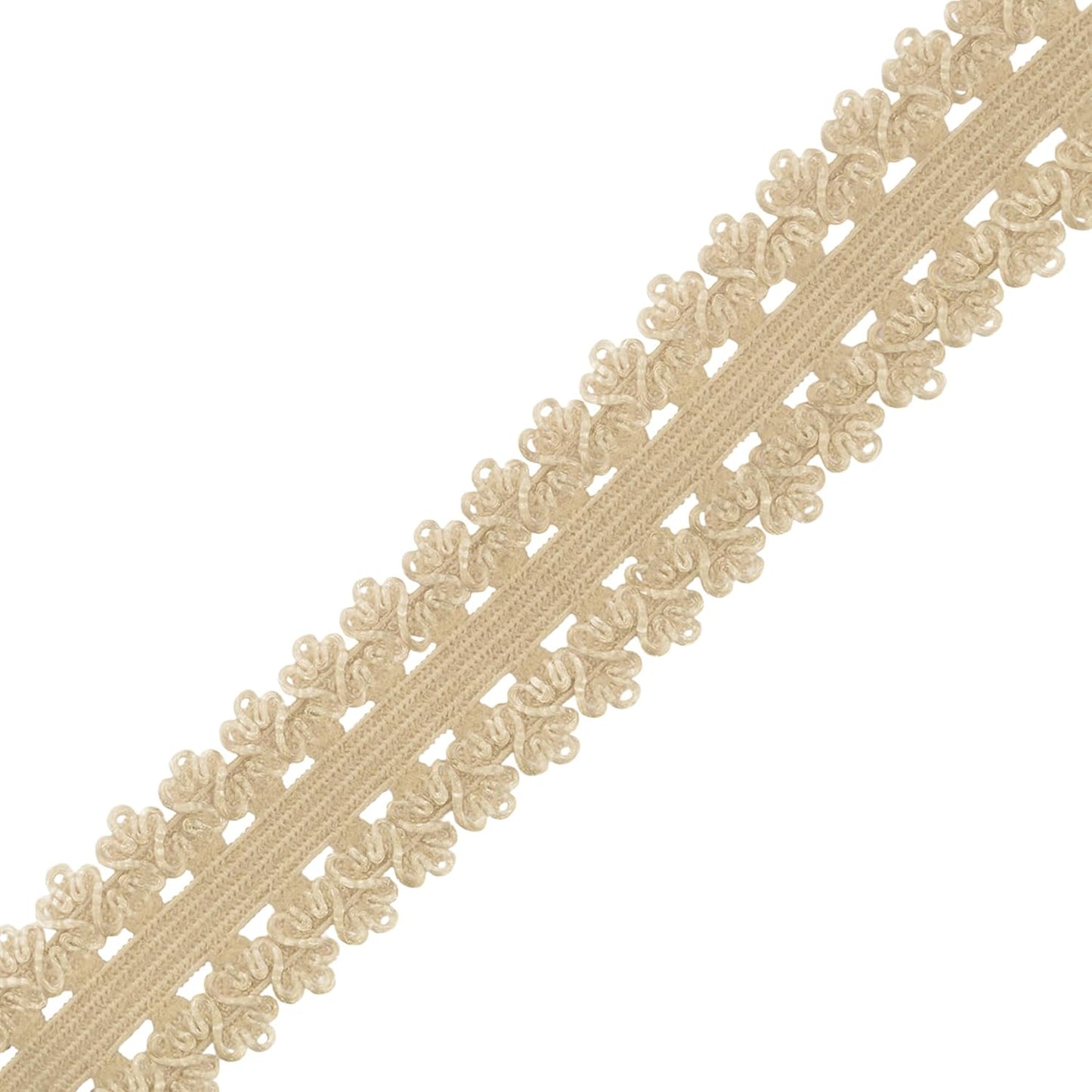 Mandala Crafts Beige Stretch Lace Soft Elastic Trim Roll - 55 Yards 1 Inch Wide Stretchy Frilly Picot Ribbon for Sewing Lingerie, Headbands, Underwear, and Crafts