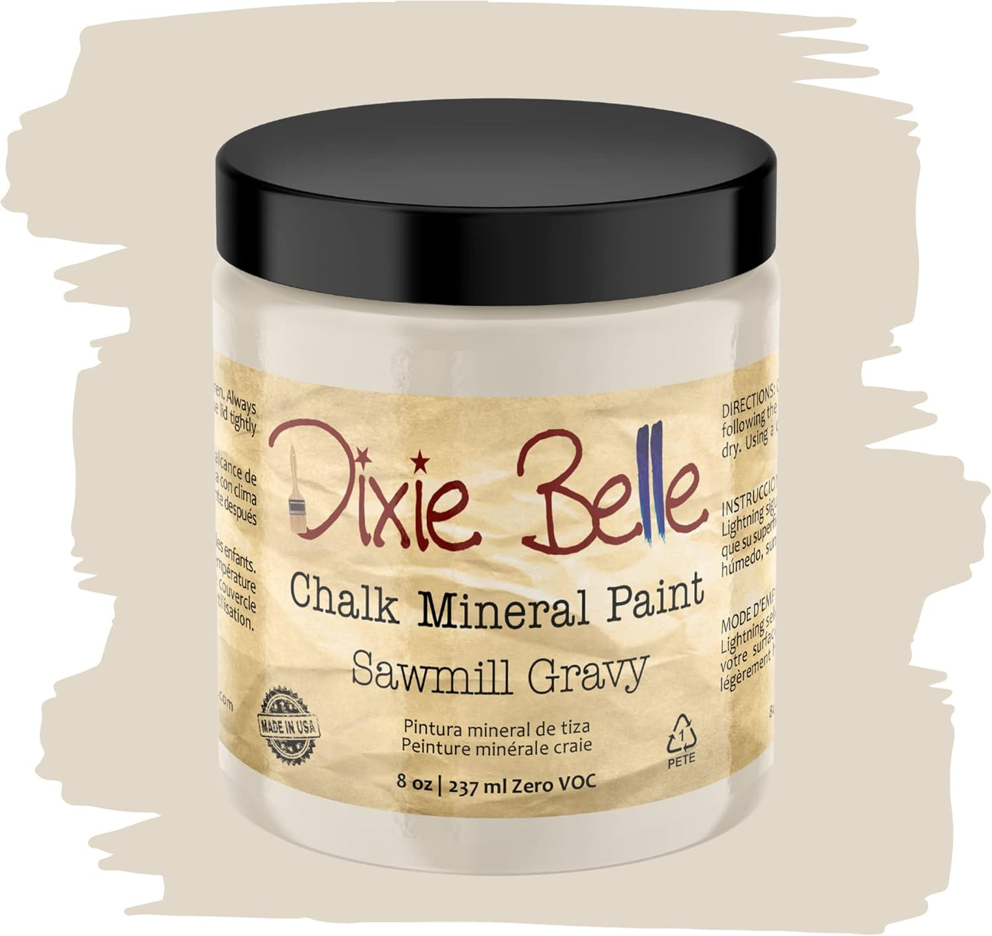 Dixie Belle Paint Company Chalk Finish Furniture Paint - Sawmill Gravy (8oz) - Matte Smooth Beige Chic Chalk Mineral DIY Furniture Paint