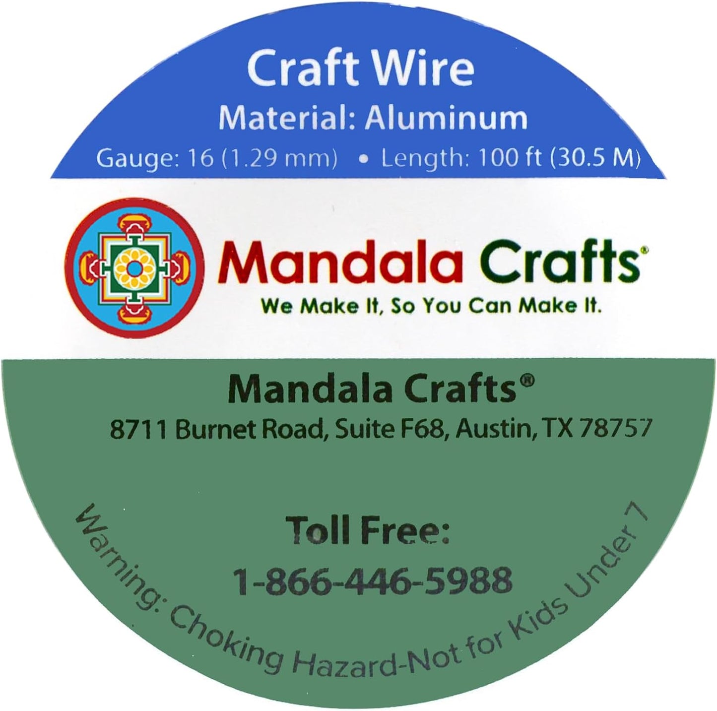 Mandala Crafts 16 Gauge Anodized Aluminum Craft Wire for Jewelry Making - 100 FT Colored Flexible True Blue Wire - Bendable for Bonsai Armature Crafting Sculpting