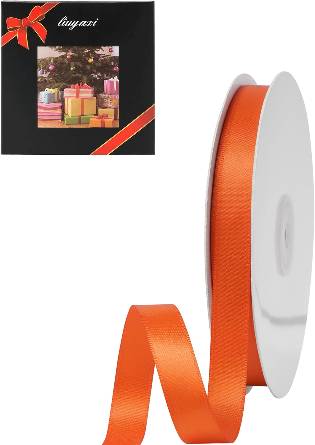 LIUYAXI Torrid Orange Satin Ribbon, Double Faced 1/2" X Continuous 25 Yards Ribbons Perfect for Gift Wrapping Bows Bouquet Wedding Craft and More