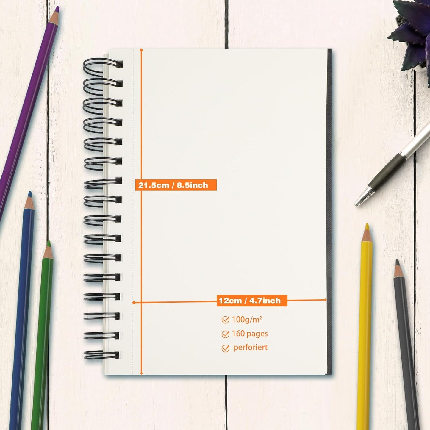 5.5" x 8.5" Sketch Book ，2 Pack 80-Sheets (68lb/100gsm)，Double-Sided Hardbound Sketchbook, Spiral Bound,Acid Free Paper Painting Drawing Writing Sketching Pad for Kids Adult Teens Girls Boys