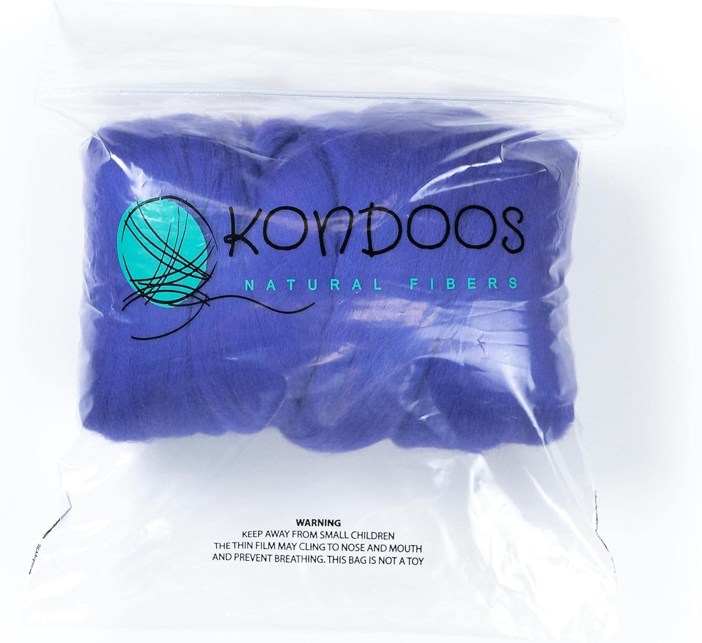 Kondoos Colored Natural Wool roving, 8 OZ. Best Wool for Needle Felting, Wet Felting, handcrafts and Spinning. (Purple)