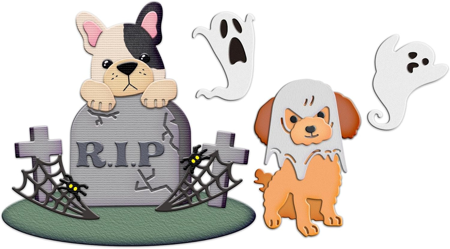 Halloween Clear Silicone stampReusable Stamp with Pumpkins, Skulls, Bats, Santa Claus, and Holiday Designs. Used for Making Cards, scrapbooks, and DIY templates (Halloween Puppy)