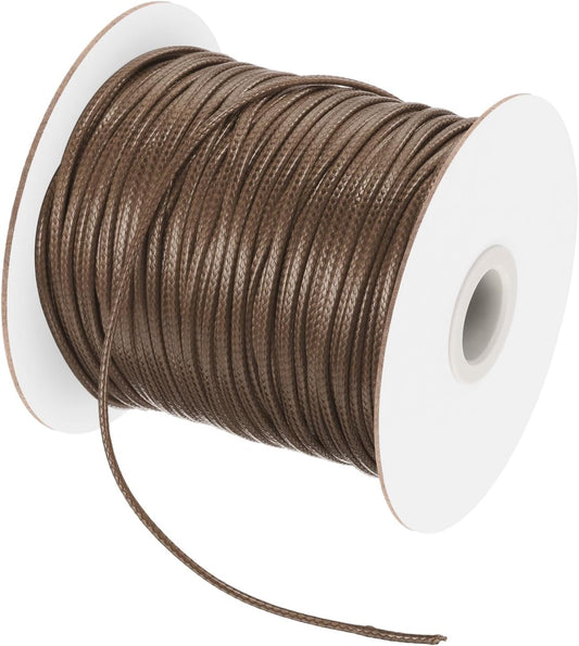 MECCANIXITY Waxed Cord 3mm Waxed Polyester Cord 44 Yard Wax String for Bracelet Making, Necklaces, Beading, Jewelry Making and DIY Crafts(Brown)