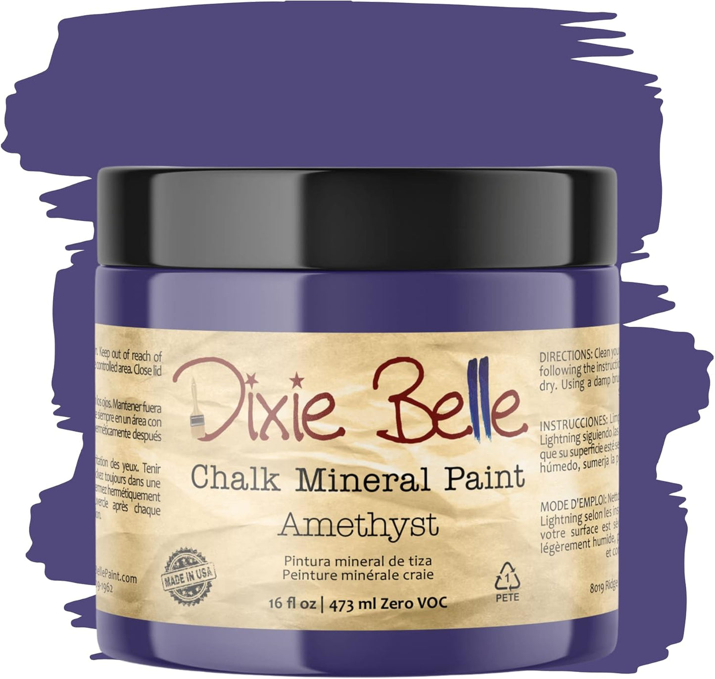 Dixie Belle Paint Company Chalk Finish Furniture Paint - Amethyst (16oz) - Matte Deep Purple Chic Chalk Mineral DIY Furniture Paint