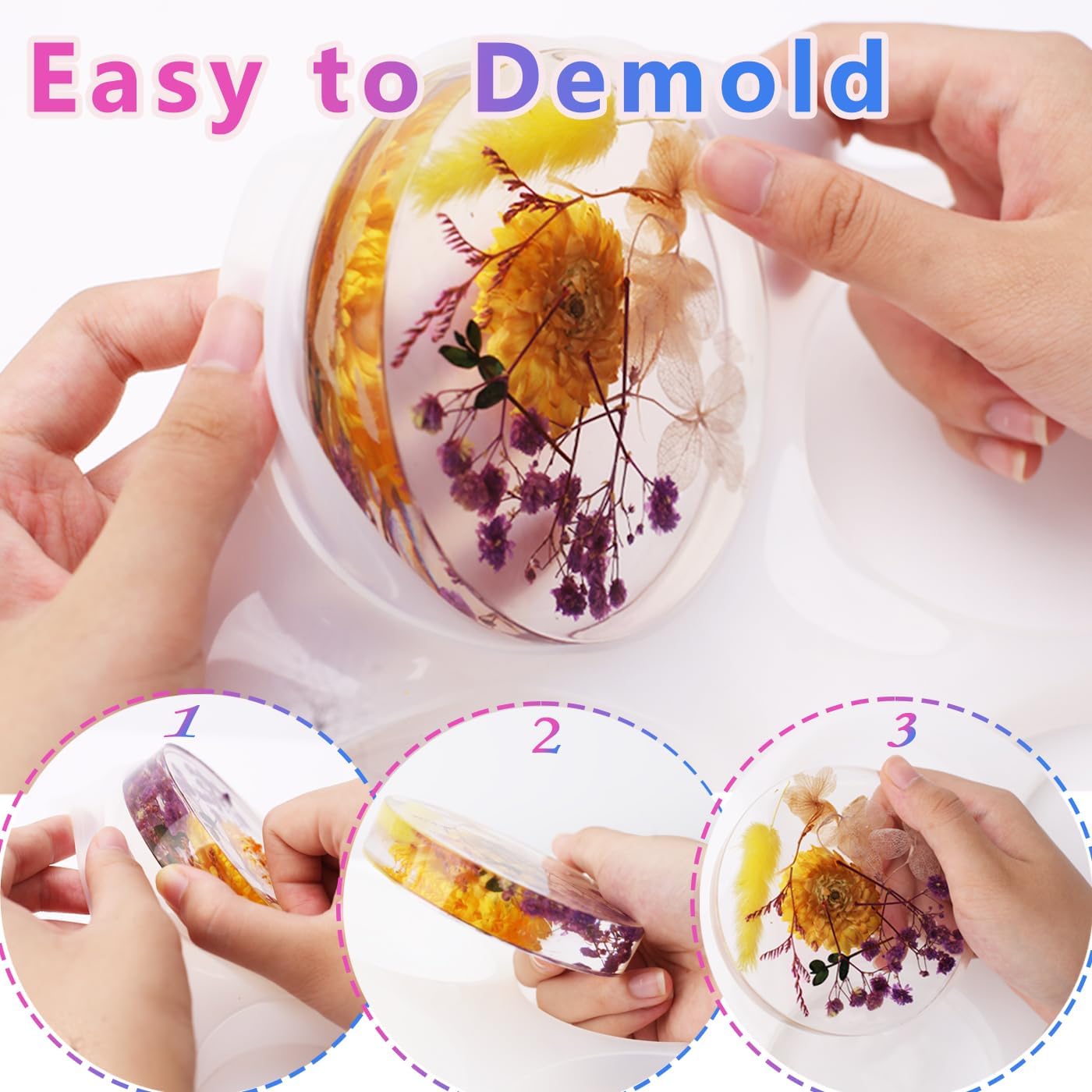 Resin Coaster Molds, 6-Cavity Silicone Coaster Molds for Epoxy Resin, Large DIY Deep Round Silicone Mold for Art Home Decoration