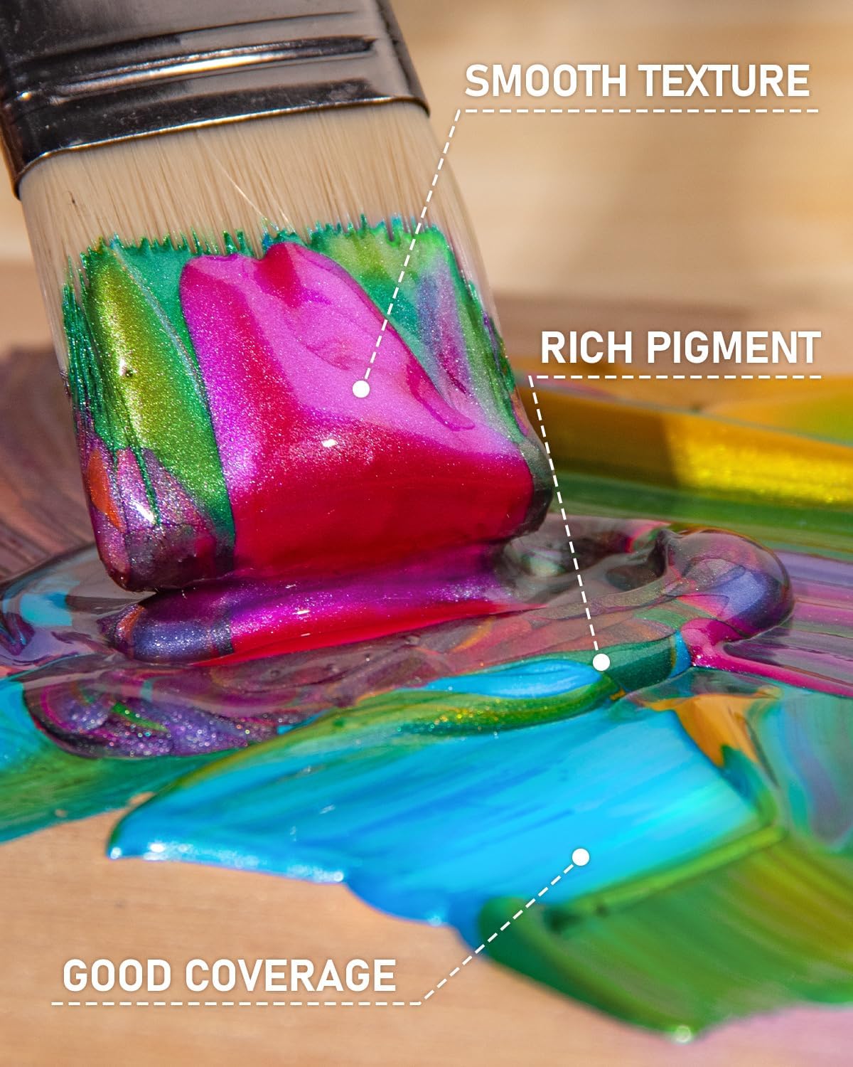 Nicpro Iridescent Black Acrylic Paint, 8.45oz / 250ml Large Bottle Black Metallic Acrylic Paint, Color Shifting & Non-Toxic Art Painting Supplies For Craft Canvas Fabric Rock Wood Ceramic Metal