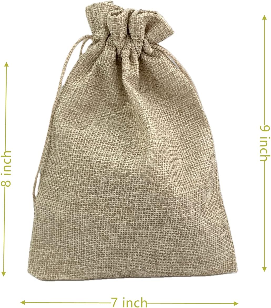 Palmhomee Pack of 20 Burlap Gift Bags with Drawstring Linen Jewelry Pouches Wedding Hessian Jute Bags for Birthday Jewelry and Treat Pouches Party Wedding Favors Gift Art and DIY Craft   (7x9 Inch, Mixed Colors)