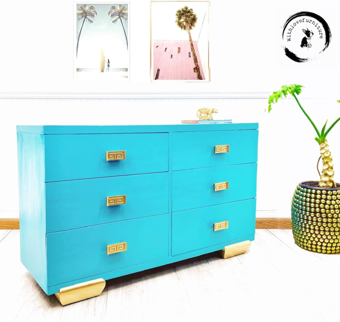 Dixie Belle Paint Company Chalk Finish Furniture Paint - Pure Ocean (8oz) - Matte Bright Teal Chic Chalk Mineral DIY Furniture Paint