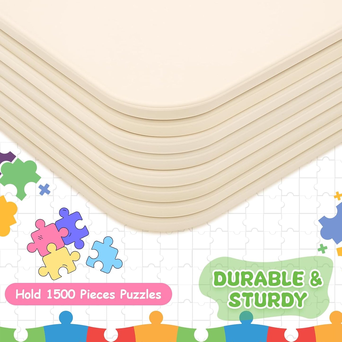 8 Pcs 15'' x 10.5' Extra Large Puzzle Sorting Trays Stackable Puzzle Trays for Sorting Piece Sorter Jigsaw Storage Accessory for 2000/3000/5000/6000 Pieces(Beige)
