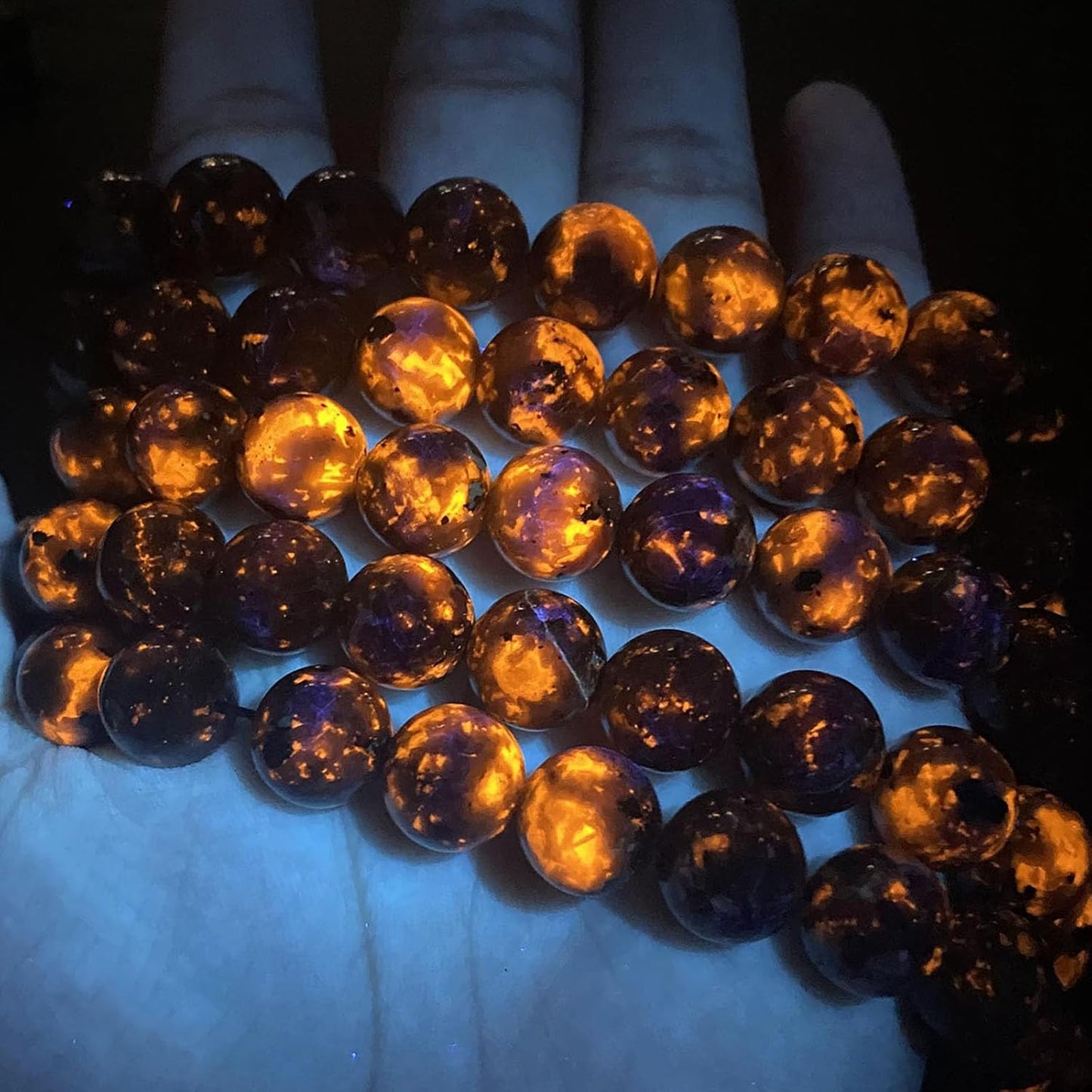 8MM 90pcs Natural Flame Yooperlite Stone Energy Beads Round Loose Beads for Jewelry Making DIY Bracelet Necklace 2 Strands 32"