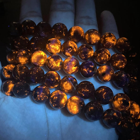 8MM 90pcs Natural Flame Yooperlite Stone Energy Beads Round Loose Beads for Jewelry Making DIY Bracelet Necklace 2 Strands 32"