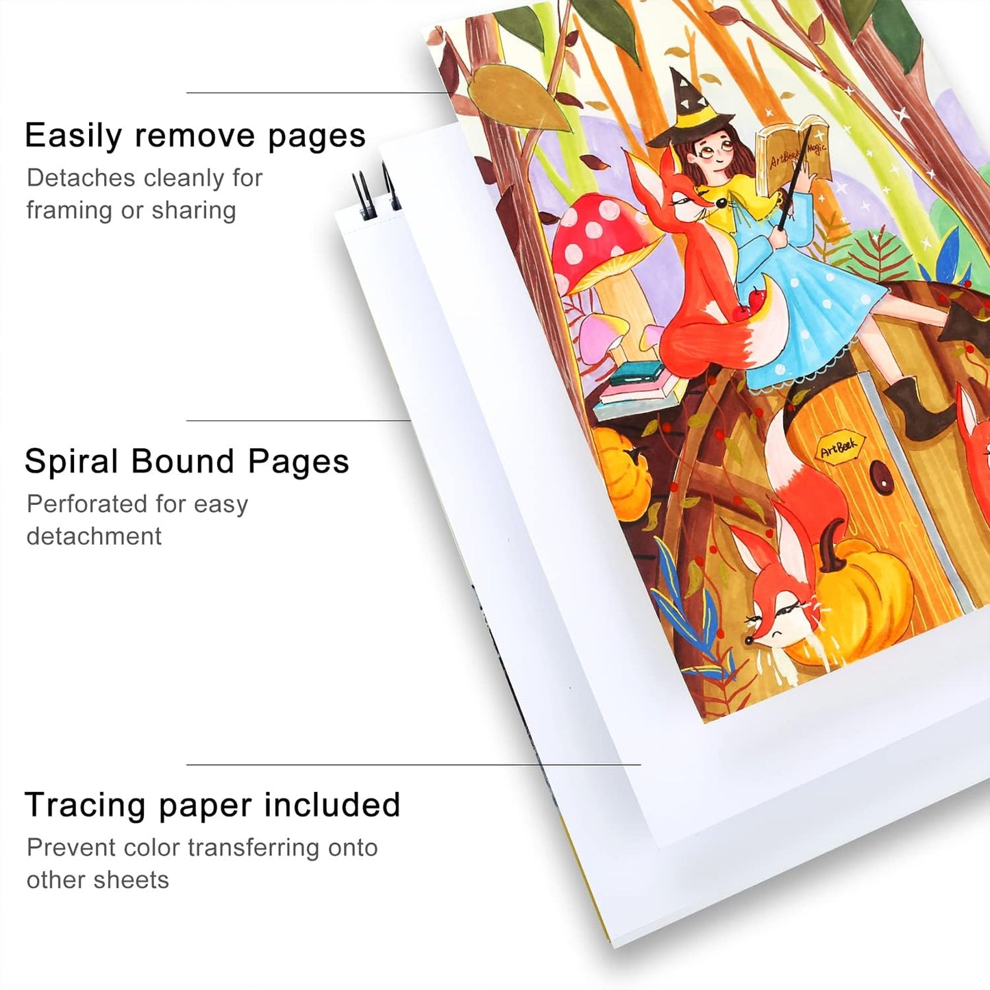 ArtBeek Marker Paper Pad, 9"x12" Alcohol Marker Paper, 60 Sheets (120lb/200gsm) Marker Sketchbook Bleedproof, Art Paper for Drawing and Painting, Sketching, Coloring, Lettering