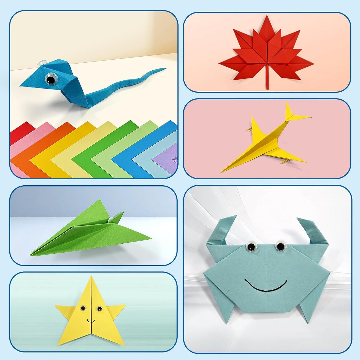 Origami Kit for Kids | 220 Sheets 6x6 Inch Origami Paper in 10 Colors & Child-Friendly Tools | Perfect for Hands-on Creative Art & Craft Projects | Ideal Gift for Ages 5-8 8-12.